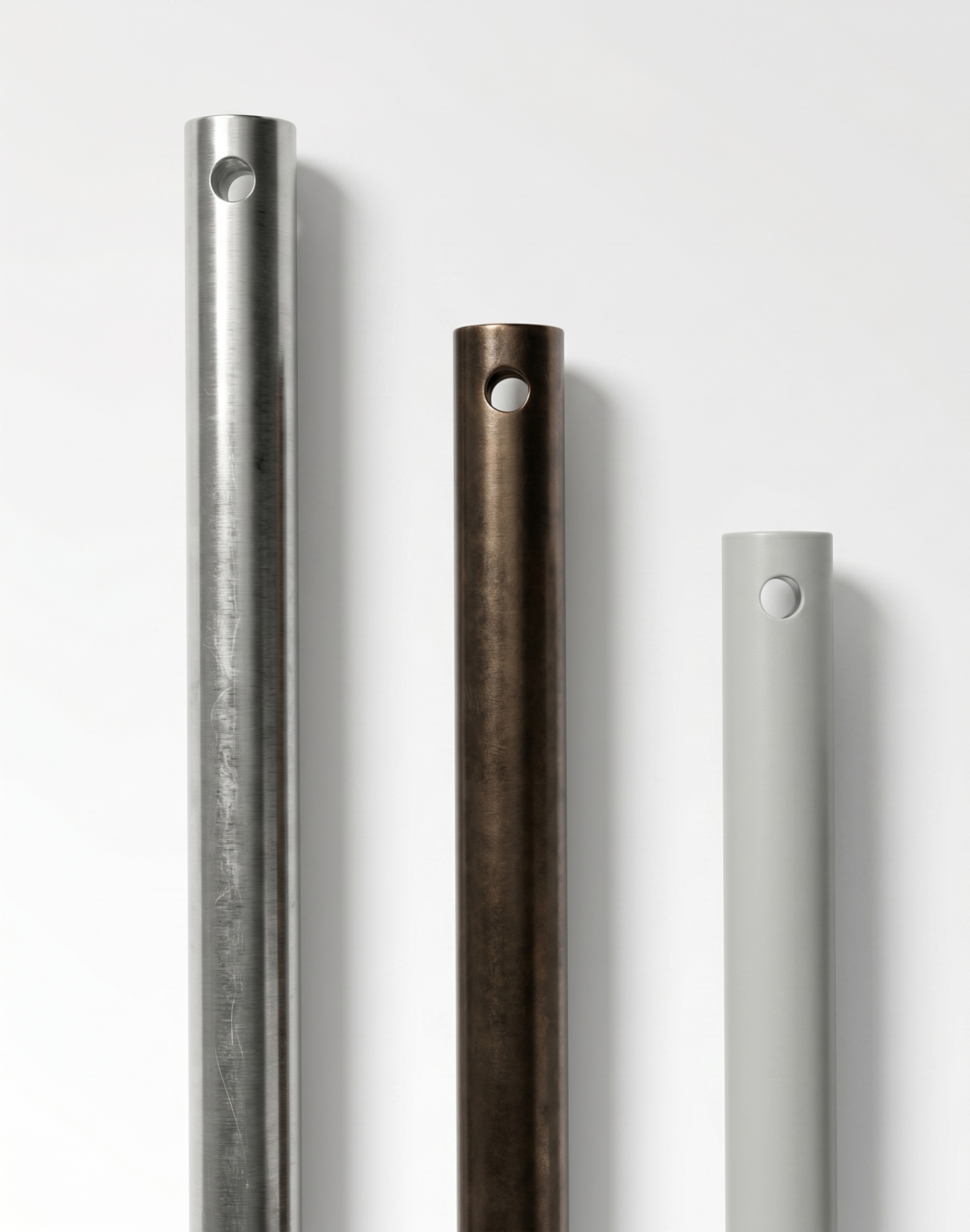 Precision ceiling fan downrods in steel, bronze and matte finishes by Gurmann Engineering Industries